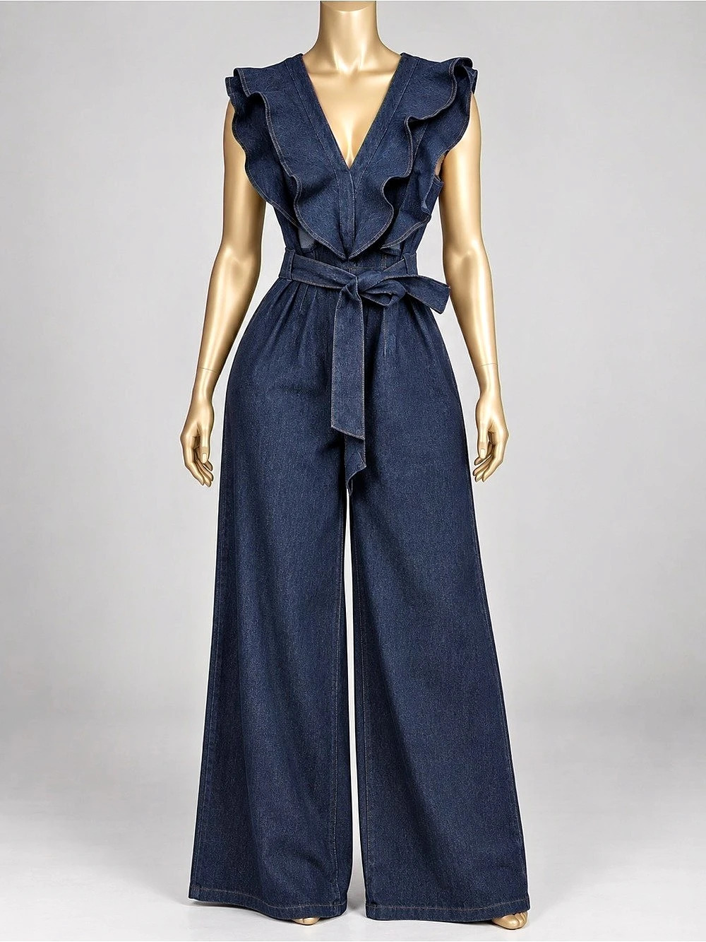 Women's Blue Wide Leg Jumpsuit Like New